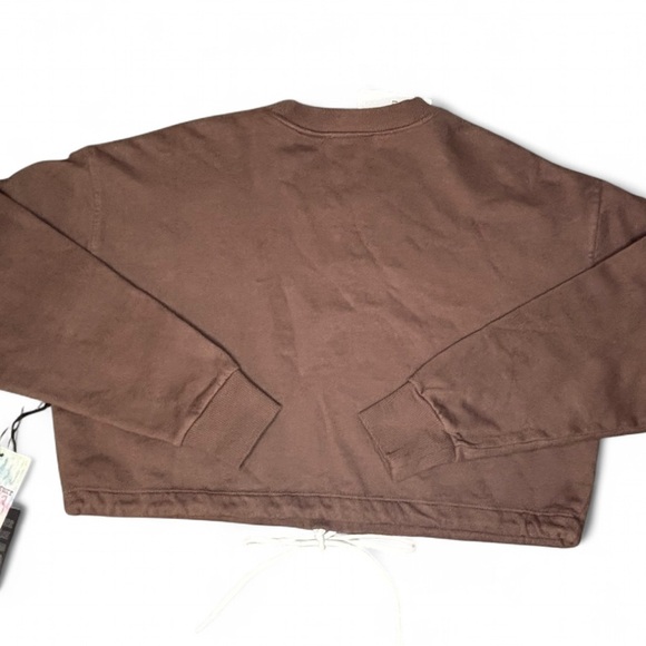 NWT Juicy Couture Brown Cropped Sweatshirt Tie Waist Size Small - Picture 2 of 5